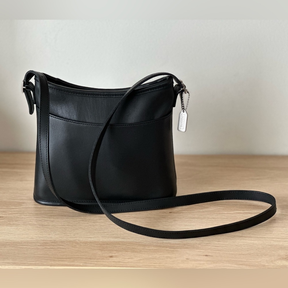 Vintage Coach Mambo Hobo Leather Black Crossbody Shoulder Bag H8C-9062 Nickel